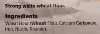 List of product ingredients Strong white flour Tesco 1,5 kg