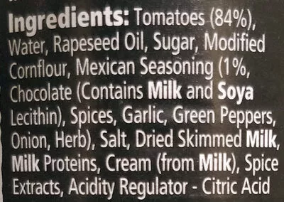 Liste des ingrédients du produit Cream of Tomato Soup with Mexican Spices heinz 400 g