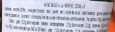 Liste des ingrédients du produit Heinz 57 Mint Sauce Heinz 220ml, 250g