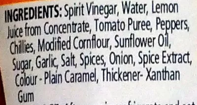 Lista de ingredientes del producto Peri Peri Sauce Heinz 220ml, 230g