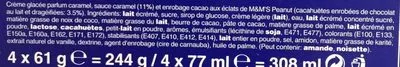 Liste des ingrédients du produit Peanut Caramel M&M's 4 * 61 g