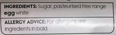 Lista de ingredientes del producto 8 meringue nests Waitrose 30g