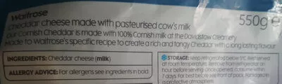 Lista de ingredientes del producto Davidstow Cornish Cheddar extra mature Waitrose 550 g