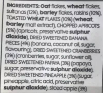 List of product ingredients Fruit muesli Waitrose 1kg