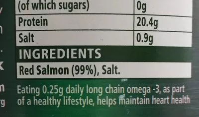 Liste des ingrédients du produit Wild Pacific Red Salmon John West 213 g e