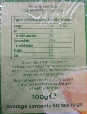 Lista de ingredientes del producto pure green tea tetley 100 g