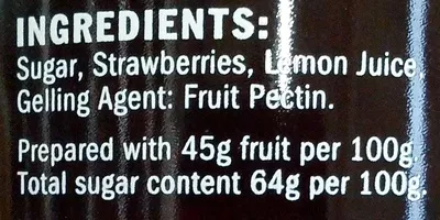 List of product ingredients Strawberry Jam Duerr's 340 g