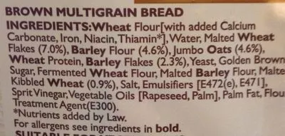 List of product ingredients Jackson's Yorkshire Champion Bread Brown Bloomer Jackson's 