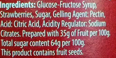 List of product ingredients No Bits Strawberry Jam Hartley's 340 g