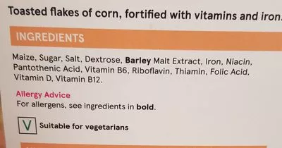 Lista de ingredientes del producto Tesco Corn Flakes Cereal 500G Tesco 