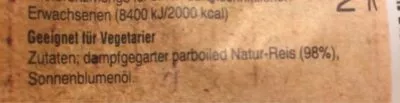 List of product ingredients Natur reis Uncle Ben's 220 g