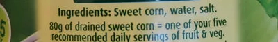 Lista de ingredientes del producto Original naturally sweet corn Green giant 340g