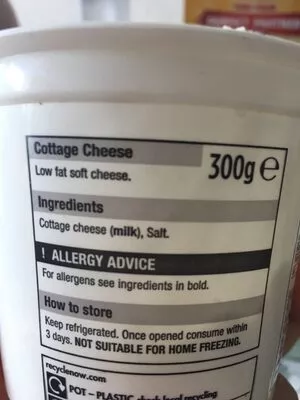 Lista de ingredientes del producto Cottage cheese Morrisons 