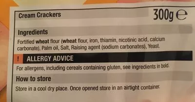 Lista de ingredientes del producto Cream Crackers Morrison 300 g