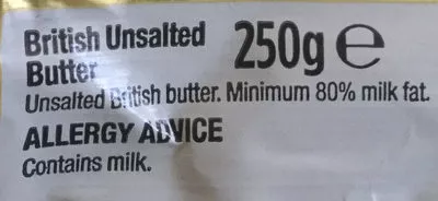 List of product ingredients British unsalted butter Morrisons 250 g