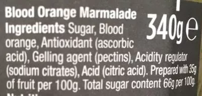 Liste des ingrédients du produit Sicilian blood orange marmalade Morrisons 40 g