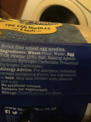 List of product ingredients Fine egg noodles  