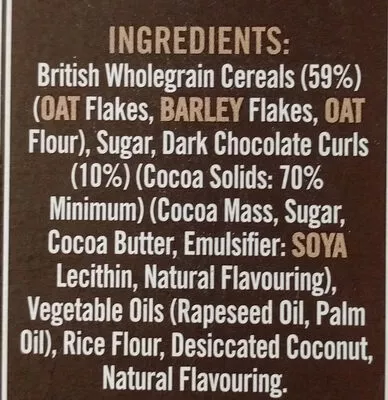 List of product ingredients Jordans Country Crisp Chocolate Jordans 500 g