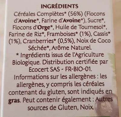 Lista de ingredientes del producto Country Crisp Bio JORDANS 400 g