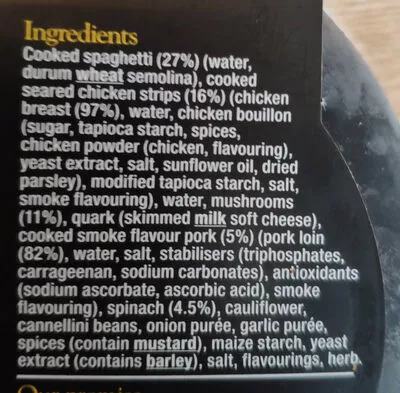 Liste des ingrédients du produit Chicken carbonara Slimming World 550g