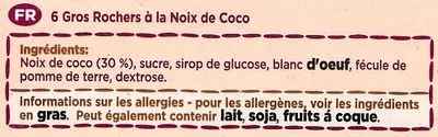 Liste des ingrédients du produit 6 Large Choc Macaroons Mrs Crimble's 195 g