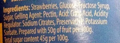 List of product ingredients less sugar more fruit Strawberry Jam Hartley's 320 g