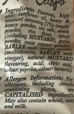 List of product ingredients Honey & Mustard Mackie's of Scotland 150 g