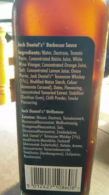 List of product ingredients BBQ Sauce Jack Daniel's 260 g