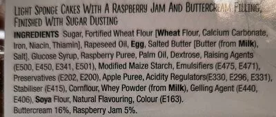 List of product ingredients Scotta Rasberry Butterfly Cakes  