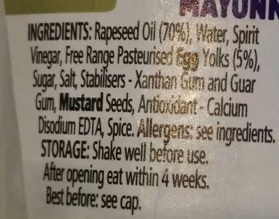 Lista de ingredientes del producto Mayonnaise Heinz 220 ml (215 g)