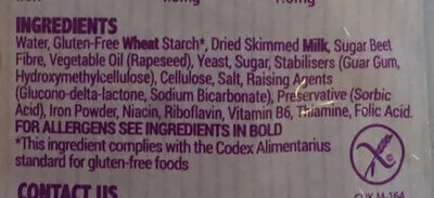 List of product ingredients part baked fibre loaf Juvela 400g