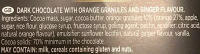 List of product ingredients Smooth dark with ginger & orange Divine 90 g