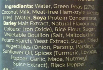 Liste des ingrédients du produit Vegan Pea & Ham Soup Suma 400 g