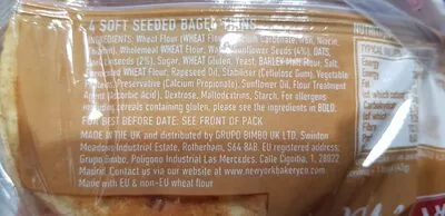 Lista de ingredientes del producto Soft seeded bagel thins  