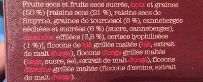 Liste des ingrédients du produit Muesli Dorset Cereals 325 g e