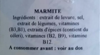 List of product ingredients Marmite Marmite 250 g ℮