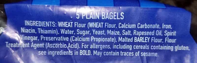 Lista de ingredientes del producto The Original Bagels New York Bakery Co 5