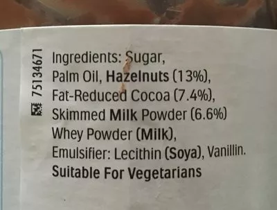 List of product ingredients  Ferrero, Nutella 