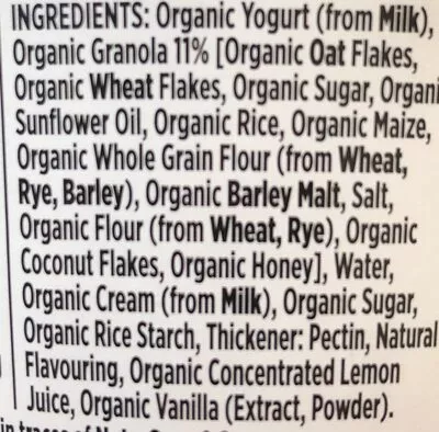 Lista de ingredientes del producto Rachel's Organic vanilla greek style yogurt Rachel's Organic 