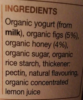 List of product ingredients Fig & Honey or Apple & Elderflower Bio-Live Yogurt Rachel's 450 g