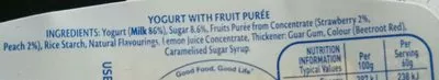 List of product ingredients Squashums Yogurt Strawberry & Peach Munch Bunch, Nestle, Squashums 6 x 60 g
