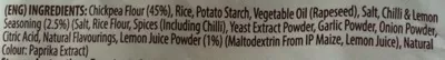 Liste des ingrédients du produit Hummus Chips Chilli & Lemon Flavour Eat Real 135 g