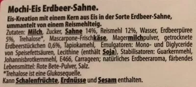 List of product ingredients Mochi-Eis Erbeer-Sahne Little Moons 