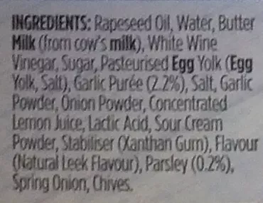 List of product ingredients Ranch Dressing Newman s own, Newman's Own 250ml