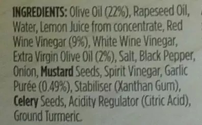 List of product ingredients Italian Dressing Newman's Own 250ml