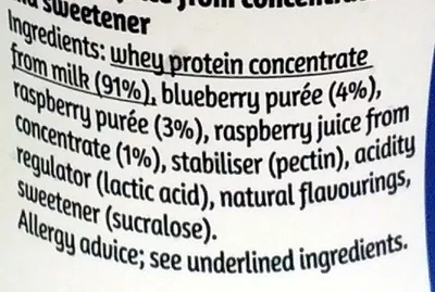 List of product ingredients Upbeat Blueberry & Rapberry Upbeat 250ml