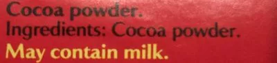 Lista de ingredientes del producto Bournville Cocoa Cadbury 250g