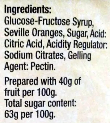 Lista de ingredientes del producto Original Oxford Marmalade Coarse Cut Frank Cooper's 454 g