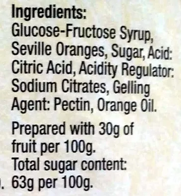 Lista de ingredientes del producto Fine Cut Oxford Marmalade  Frank Cooper's 454 g