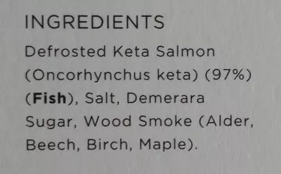 List of product ingredients Smoked Keta Salmon Leap 